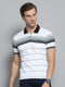 Men White Stripe Collar Half Sleeve T-Shirt