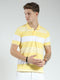 Men Yellow Stripe Collar Half Sleeve T-Shirt