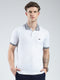 Men White Solid Collar Half Sleeve T-Shirt