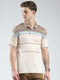 Luxuria Men Brown Stripe Collar Half Sleeve T-Shirt