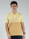 Luxuria Men Yellow Stripe Collar Half Sleeve T-Shirt