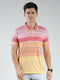 Luxuria Men Pink Stripe Collar Half Sleeve T-Shirt
