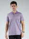 Luxuria Men Purple Stripe Collar Half Sleeve T-Shirt