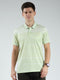 Luxuria Men Green Stripe Collar Half Sleeve T-Shirt