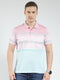 Luxuria Men Pink Stripe Collar Half Sleeve T-Shirt