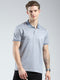 Men Grey Printed Collar Half Sleeve T-Shirt