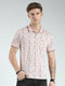 Men Pink Printed Collar Half Sleeve T-Shirt