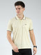 Men Yellow Printed Collar Half Sleeve T-Shirt