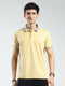 Men Yellow Printed Collar Half Sleeve T-Shirt