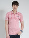 Men Pink Printed Collar Half Sleeve T-Shirt