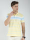 Men Yellow Stripe Collar Half Sleeve T-Shirt