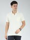 Men Off White Self Design Collar Half Sleeve T-Shirt