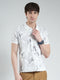 Men Grey Printed Collar Half Sleeve T-Shirt