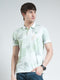 Men Green Printed Collar Half Sleeve T-Shirt