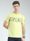 Men Yellow Printed Round Neck Half Sleeve T-Shirt
