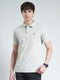 Men Grey Stripe Collar Half Sleeve T-Shirt