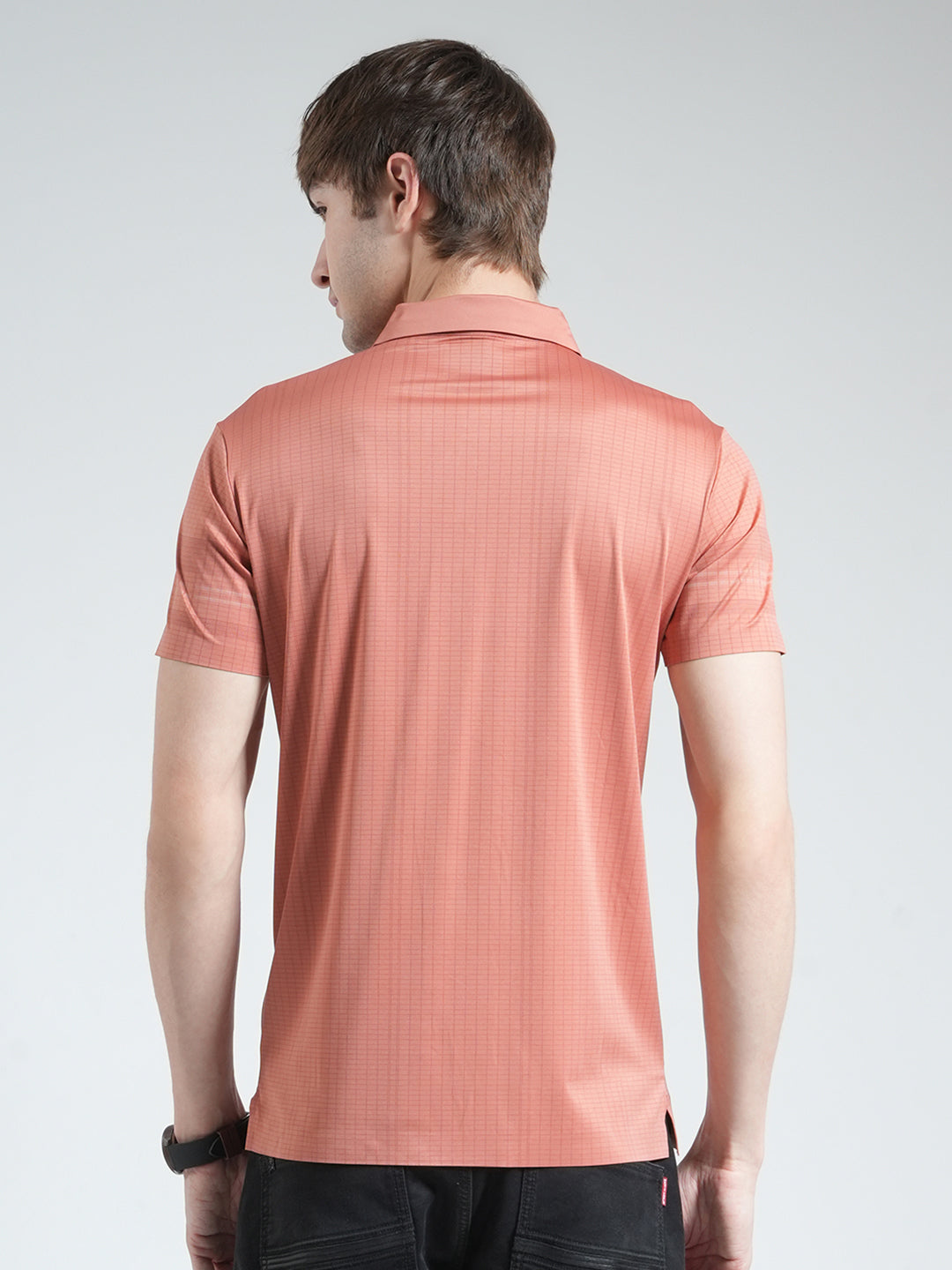 Men Pink Printed Collar Half Sleeve T-Shirt