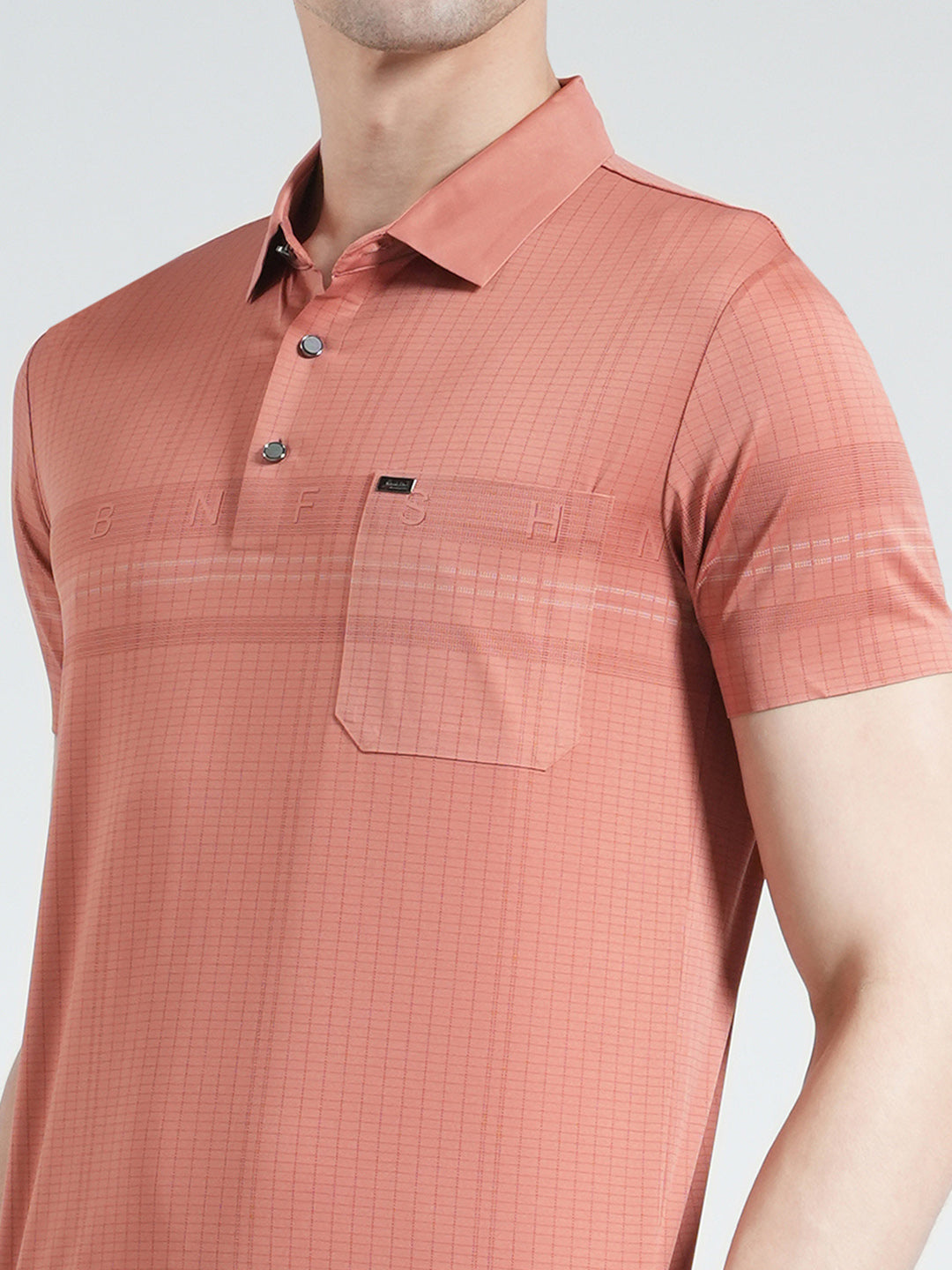 Men Pink Printed Collar Half Sleeve T-Shirt