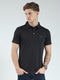 Men Black Solid Collar Half Sleeve T-Shirt