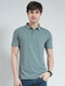 Men Green Solid Collar Half Sleeve T-Shirt