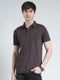 Men Brown Solid Collar Half Sleeve T-Shirt