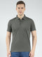 Men Olive Solid Collar Half Sleeve T-Shirt