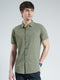Men Green Printed Collar Half Sleeve Shirt