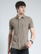 Men Brown Printed Collar Half Sleeve Shirt