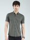 Men Olive Solid Collar Half Sleeve Shirt