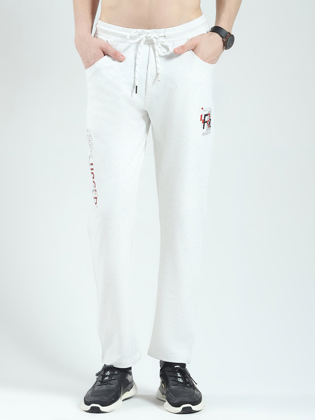 Men White Solid Regular Fit Lower