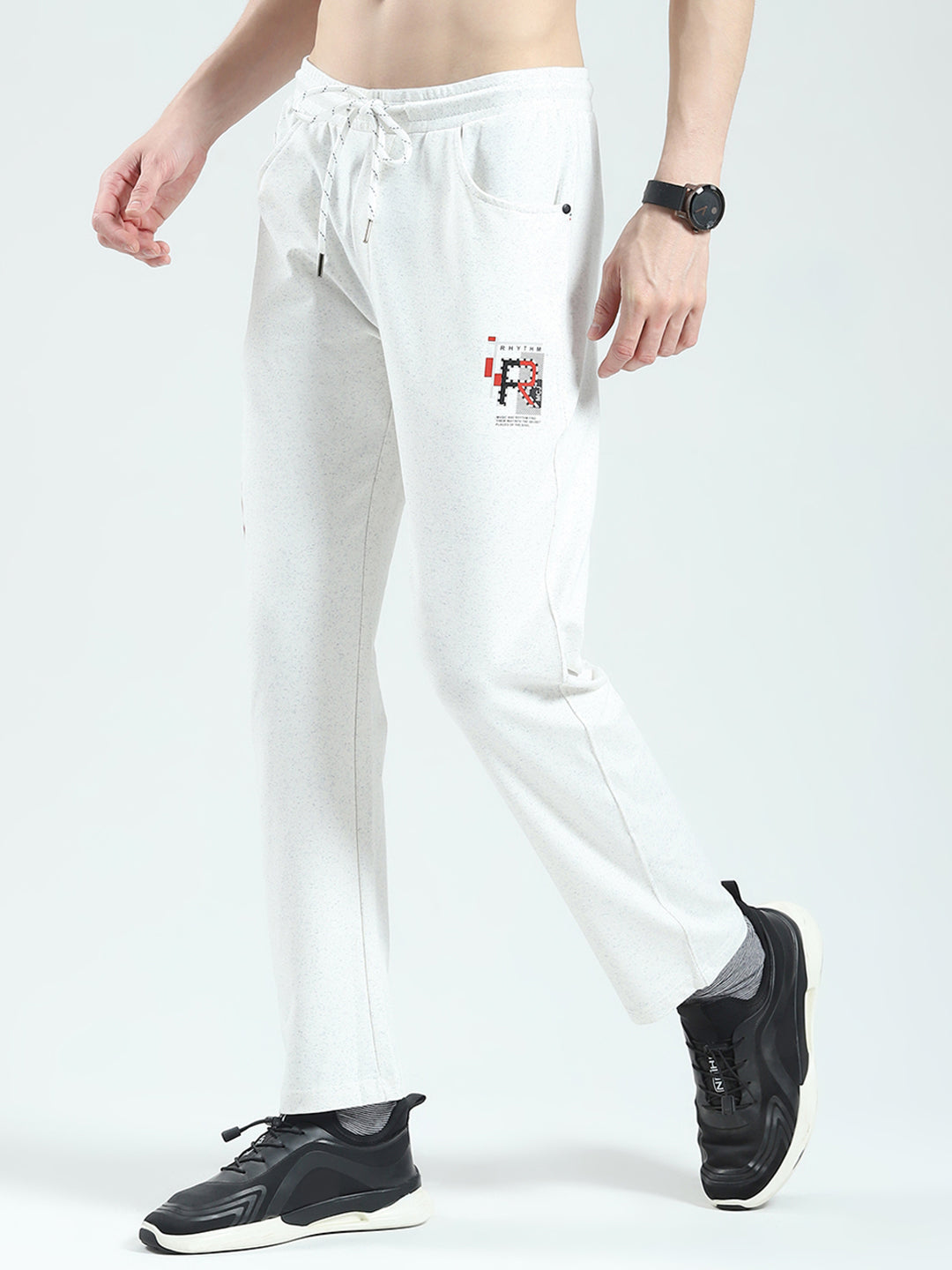 Men White Solid Regular Fit Lower