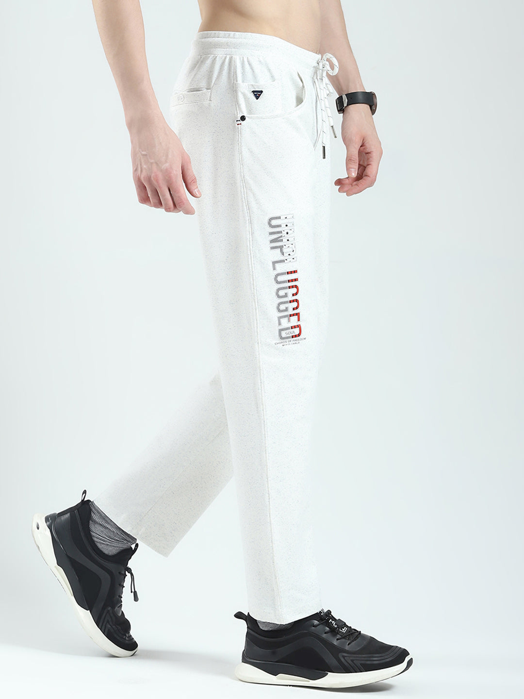 Men White Solid Regular Fit Lower