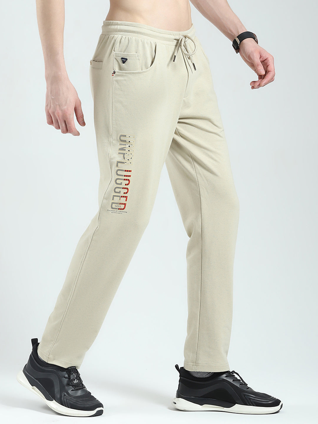 Men Beige Solid Regular Fit Lower