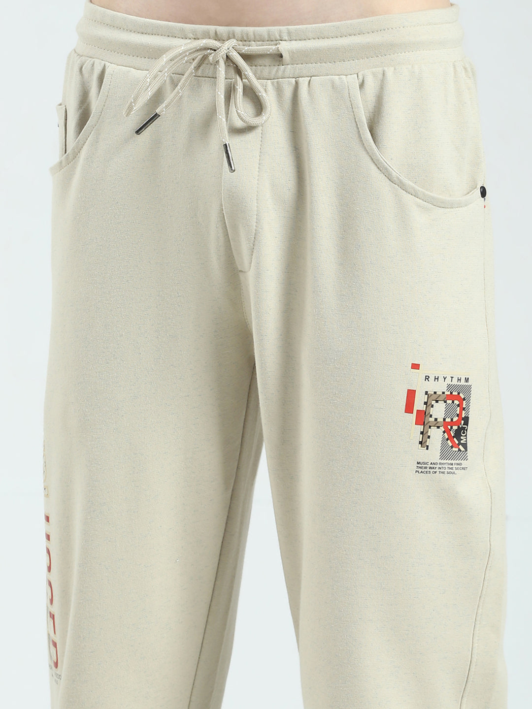 Men Beige Solid Regular Fit Lower