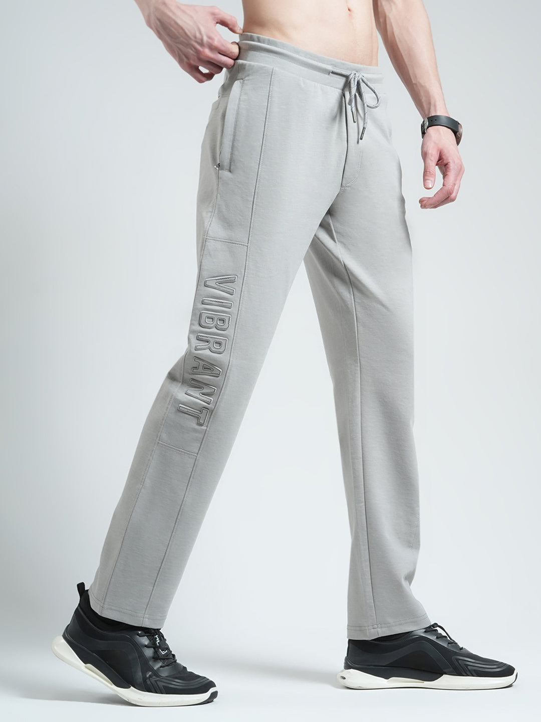 Men Grey Solid Regular Fit Lower