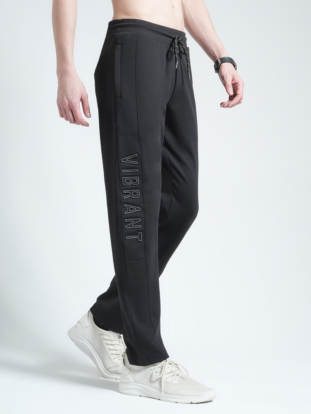 Men Black Solid Regular Fit Lower