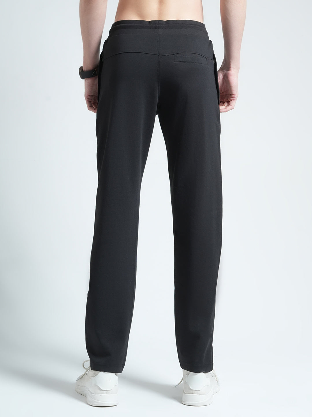 Men Black Solid Regular Fit Lower