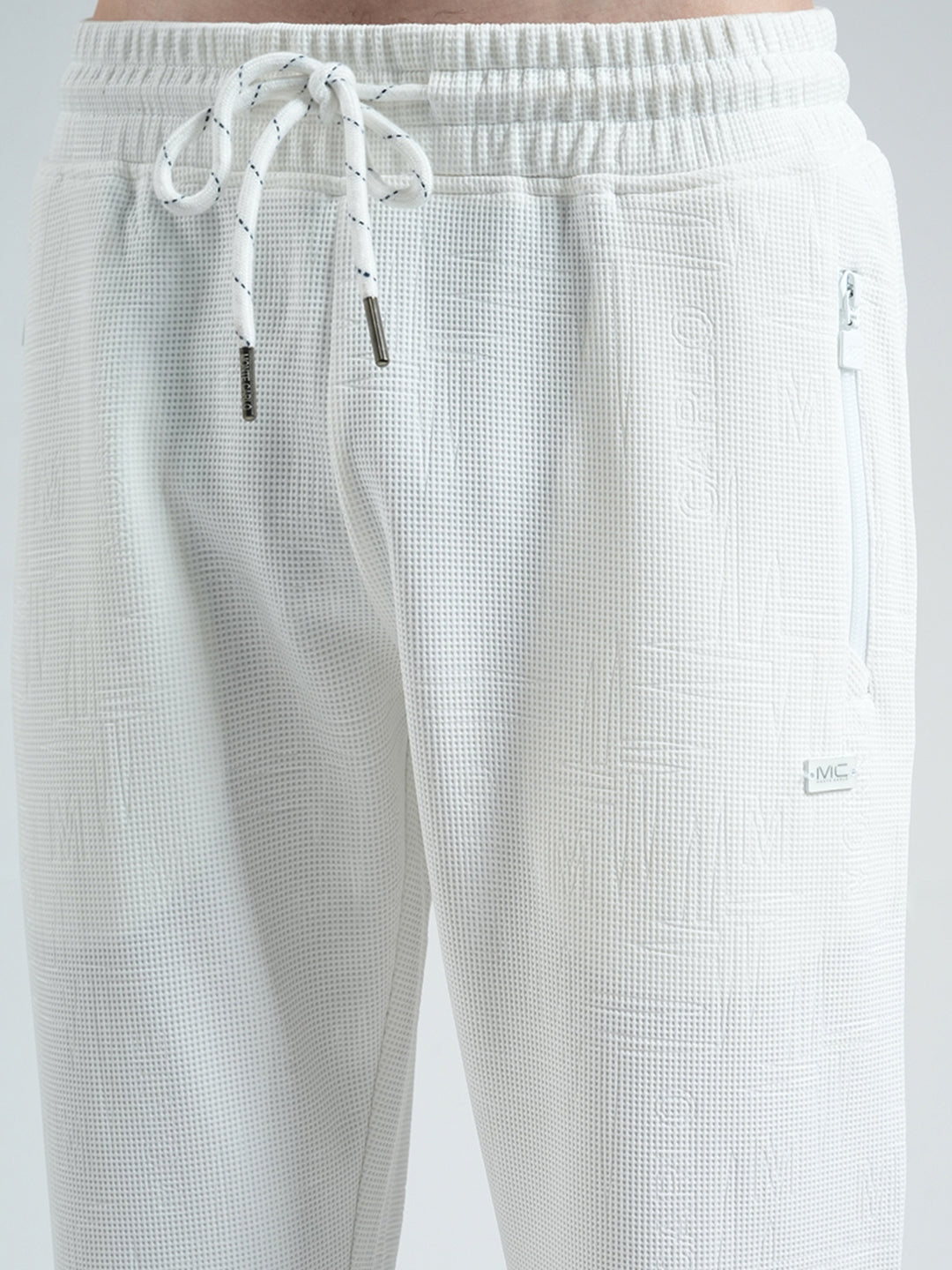 Men White Solid Regular Fit Lower