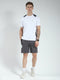 Men Black & White Solid Round Neck Half Sleeve Bermuda Set