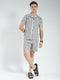 Men Off White Printed Collar Half Sleeve Bermuda Set