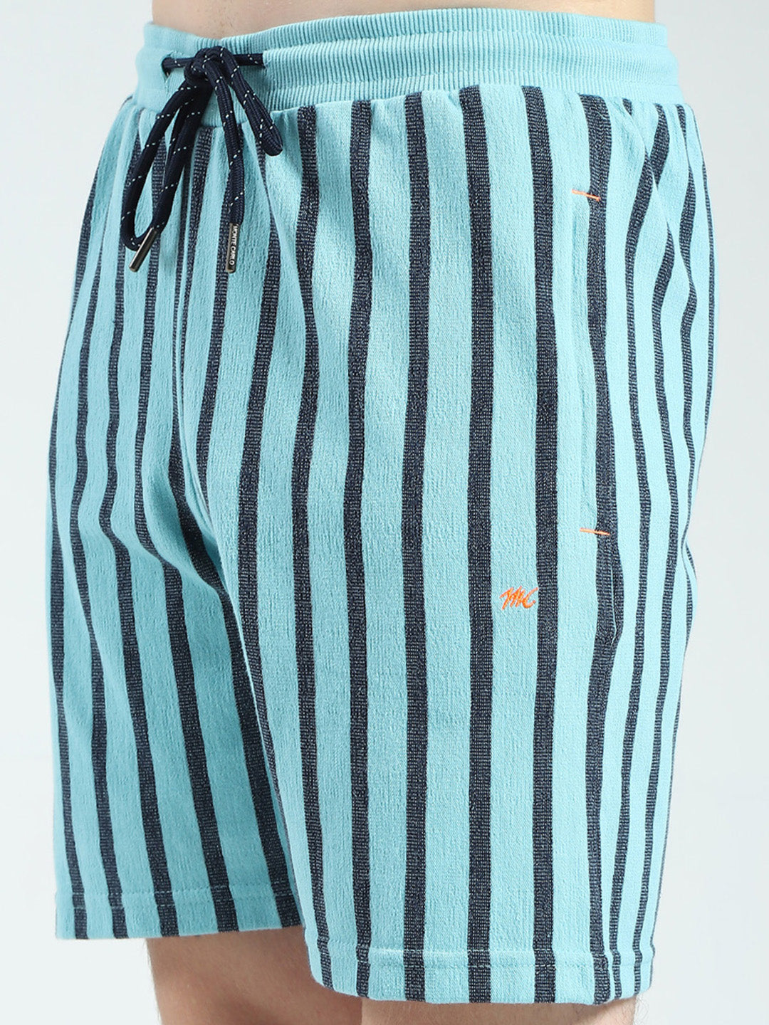 Men Blue Printed Collar Half Sleeve Bermuda Set