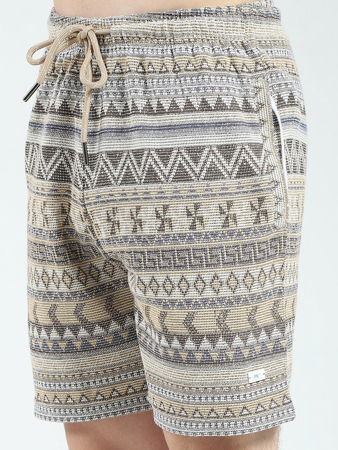 Men Brown Printed Collar Half Sleeve Bermuda Set