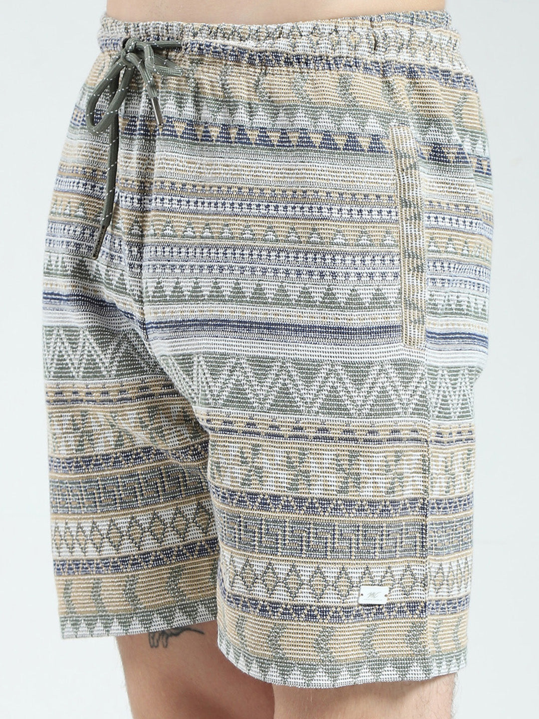 Men Green Printed Collar Half Sleeve Bermuda Set