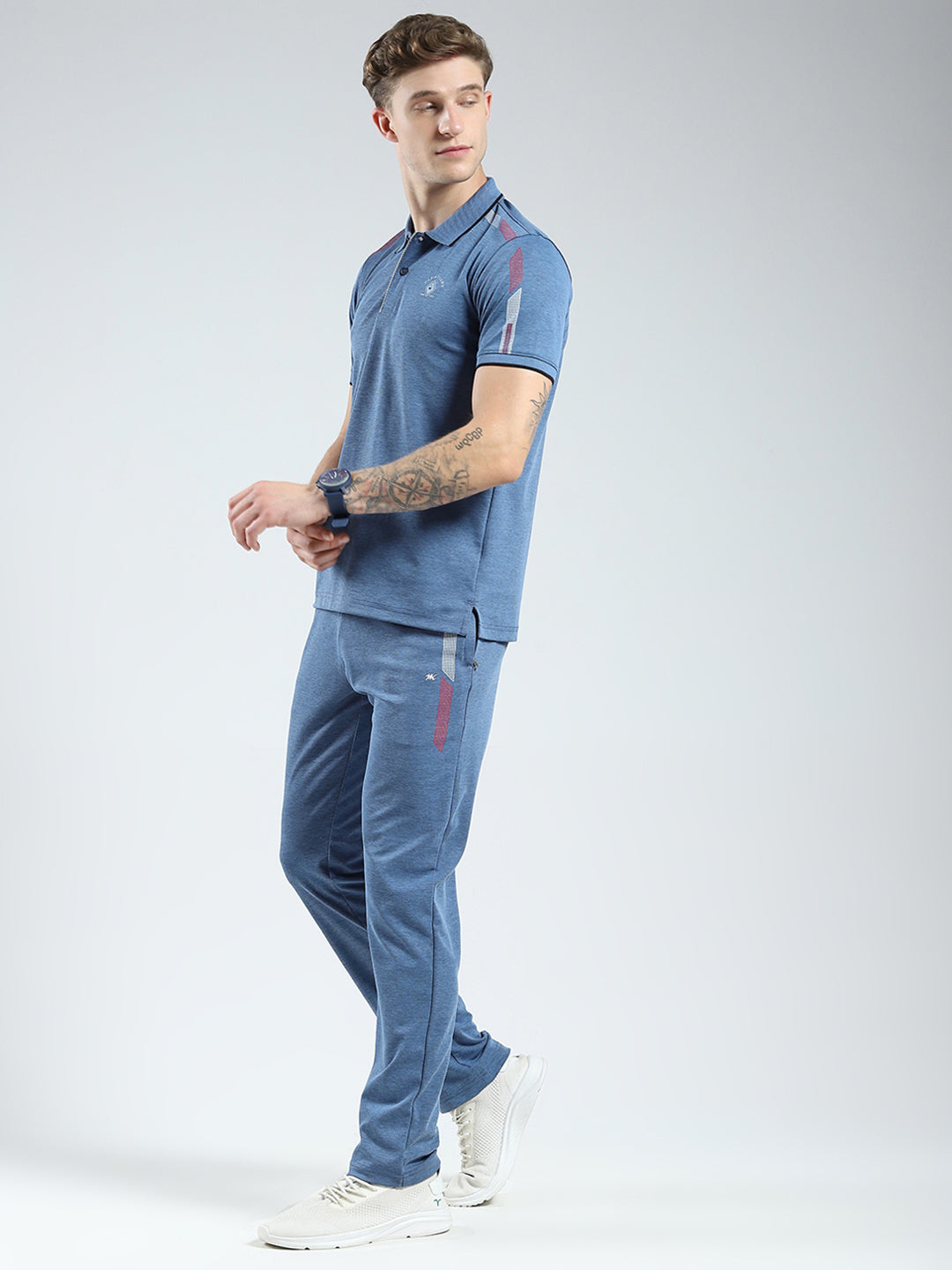 Men Blue Solid Collar Half Sleeve Lower Set