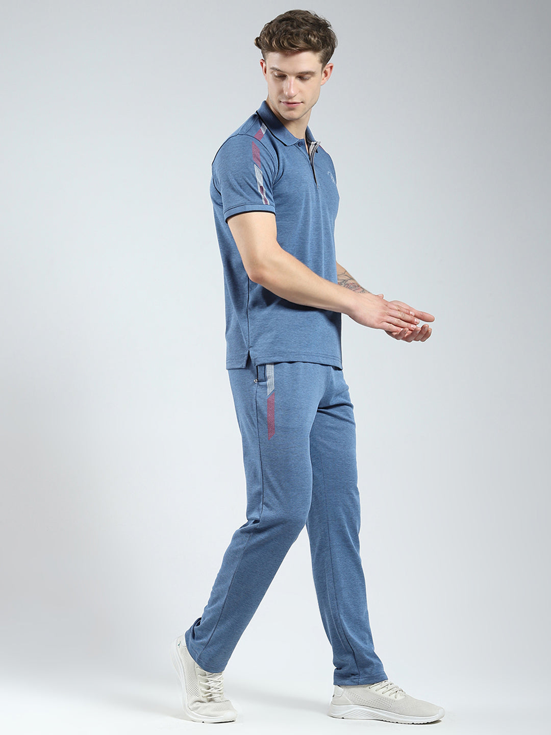 Men Blue Solid Collar Half Sleeve Lower Set