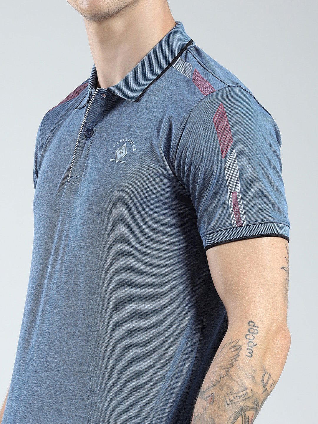 Men Blue Solid Collar Half Sleeve Lower Set