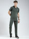 Men Green Solid Collar Half Sleeve Lower Set