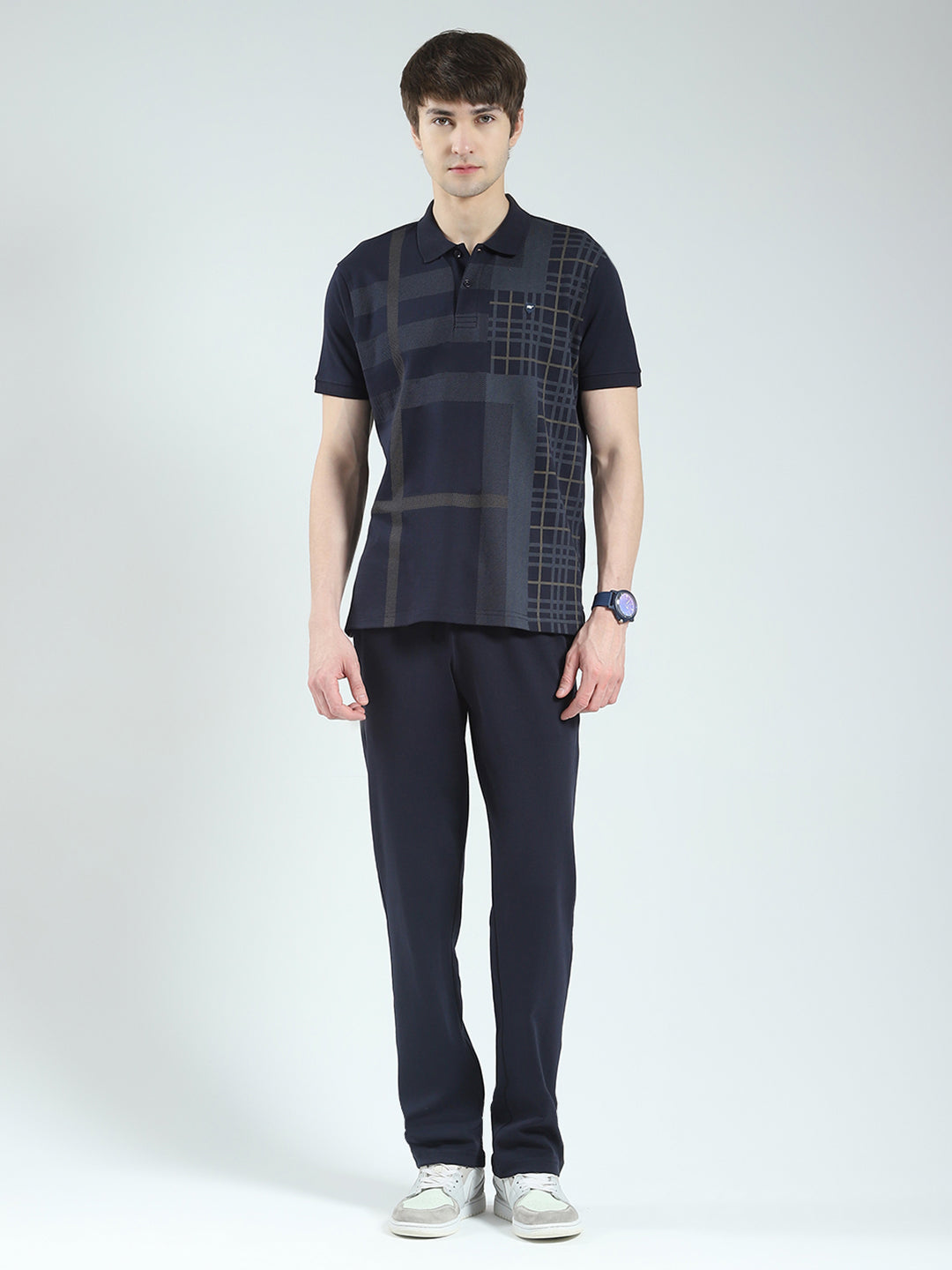 Men Navy Blue Printed Collar Half Sleeve 3 Pc Combo Set