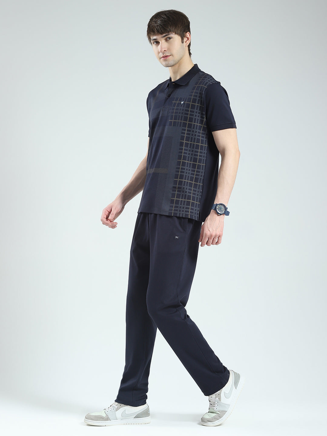 Men Navy Blue Printed Collar Half Sleeve 3 Pc Combo Set