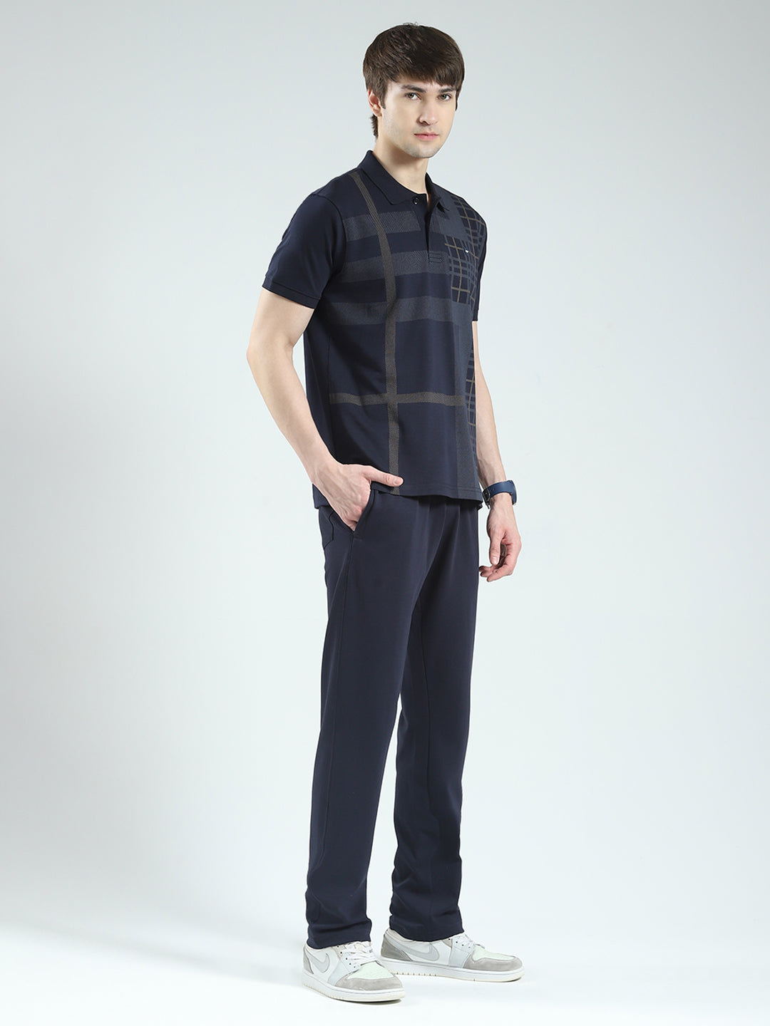 Men Navy Blue Printed Collar Half Sleeve 3 Pc Combo Set